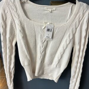 No Comment Women's Cream Cable Knit Sweater